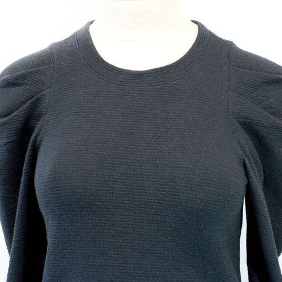 Madewell Black Crew Neck Puff Sleeve Top Blouse Medium - Picture 3 of 8